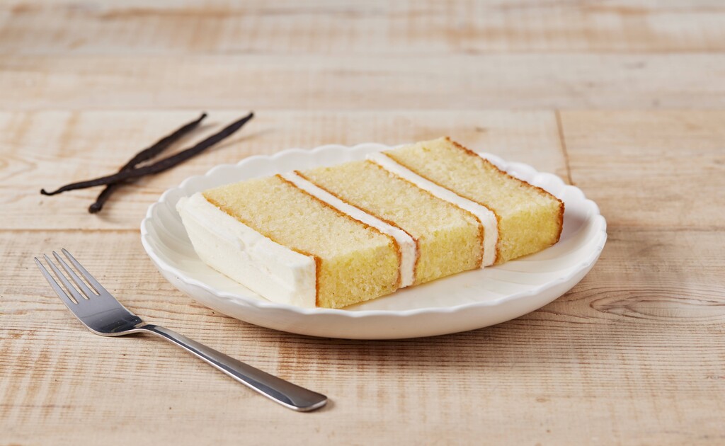 A photo of a slice of Vanilla Cake