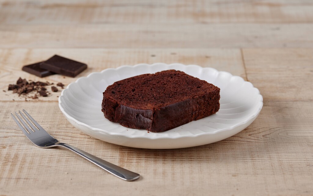A photo of a slice of Chocolate Loaf Cake