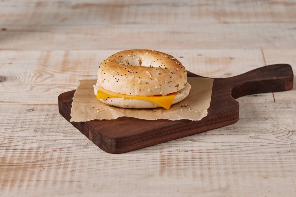 A photo of a Cheddar Cheese Bagel
