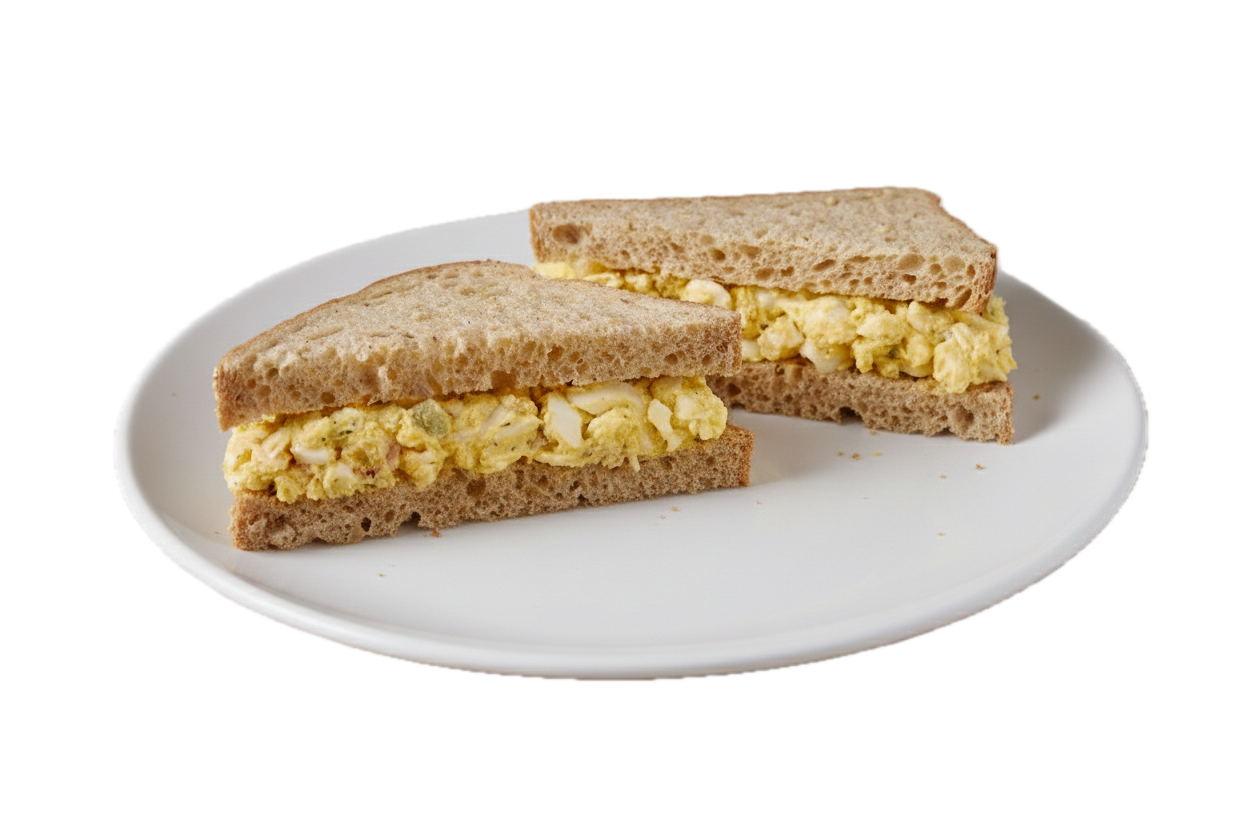 a photo of an egg salad sandwich